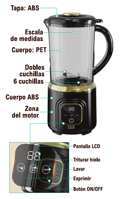 Batidora de vaso pantalla LCD